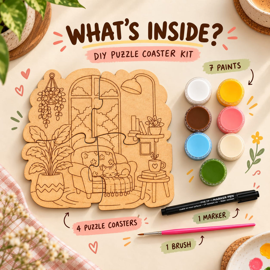 Cozy Corners- Sip & Paint- DIY Puzzle Coaster Kit