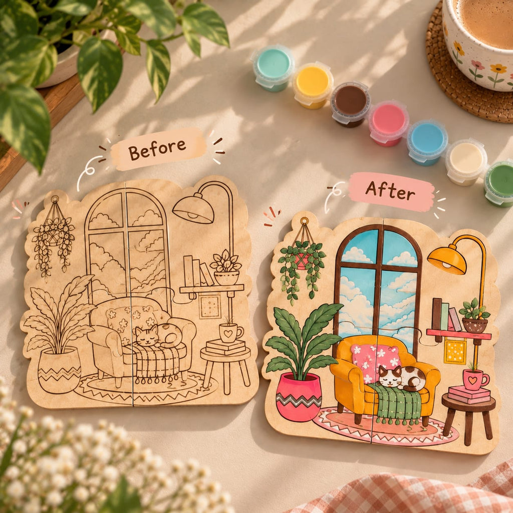 Cozy Corners- Sip & Paint- DIY Puzzle Coaster Kit