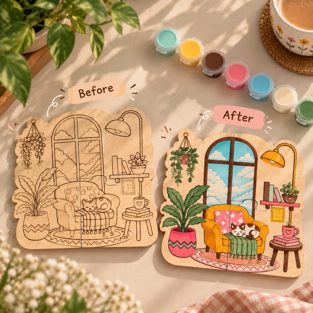 Cozy Corners- Sip & Paint- DIY Puzzle Coaster Kit