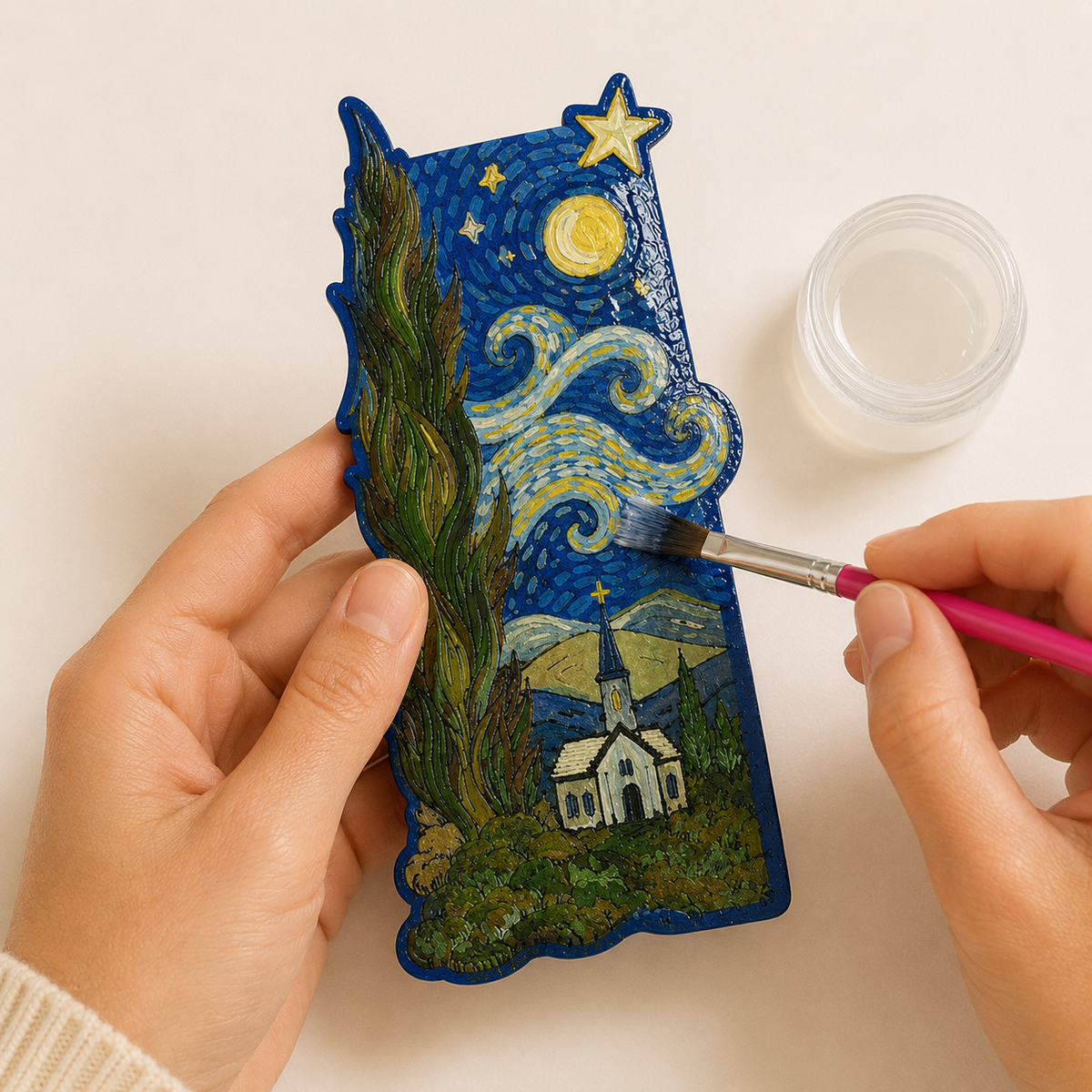Starry night -"SIP & PAINT"- D.I.Y Bookmark kit