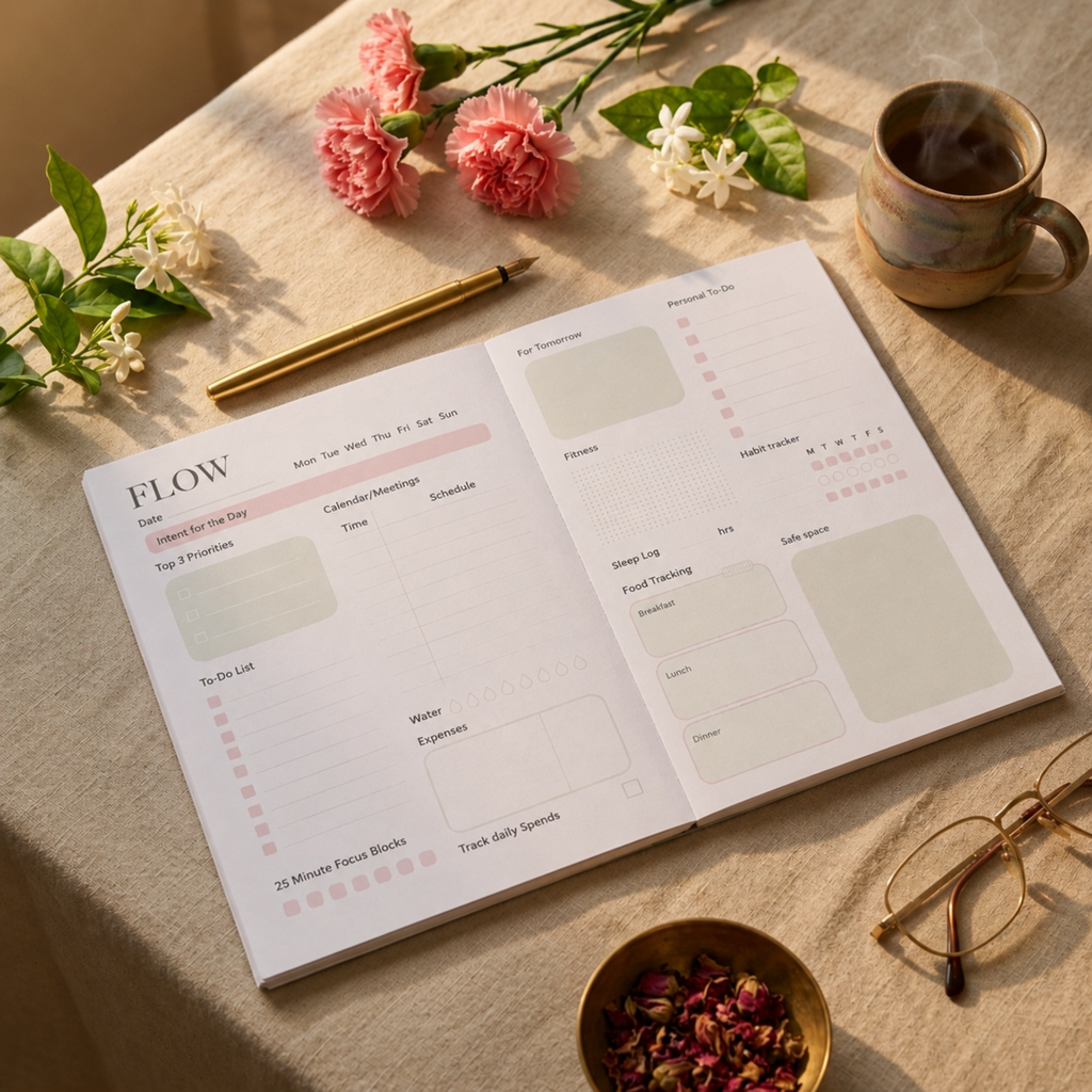 FLOW-360 degree Wellness- Undated Daily/ weekly Planner Journal