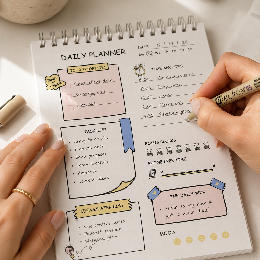 Start — Daily Planner Notepad | Undated | 100 GSM PAPER
