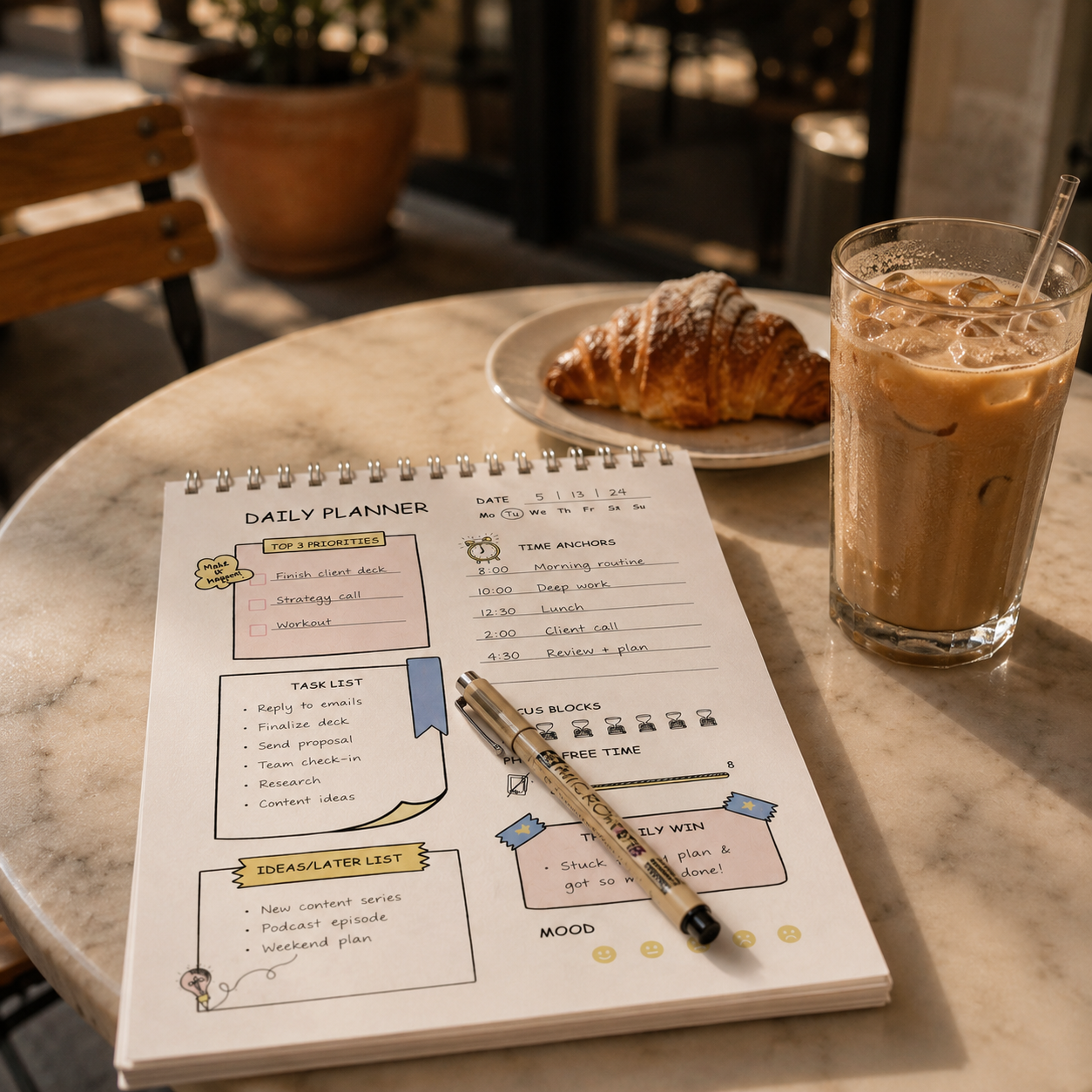 Start — Daily Planner Notepad | Undated | 100 GSM PAPER