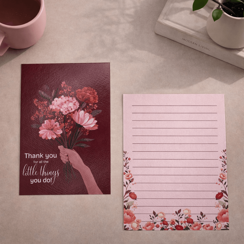 Thank you- Flower Boquet- Postcard with Envelope
