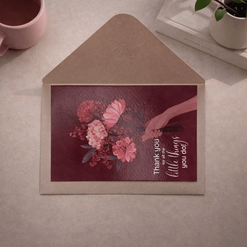 Thank you- Flower Boquet- Postcard with Envelope
