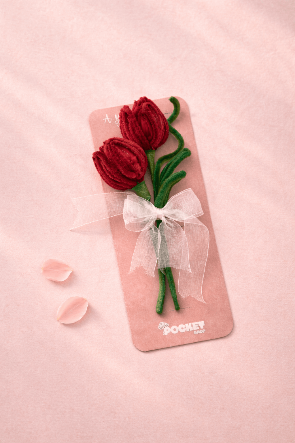 Handmade Tulip boquet - Maroon