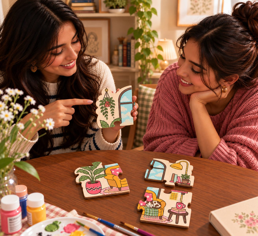 Cozy Corners- Sip & Paint- DIY Puzzle Coaster Kit