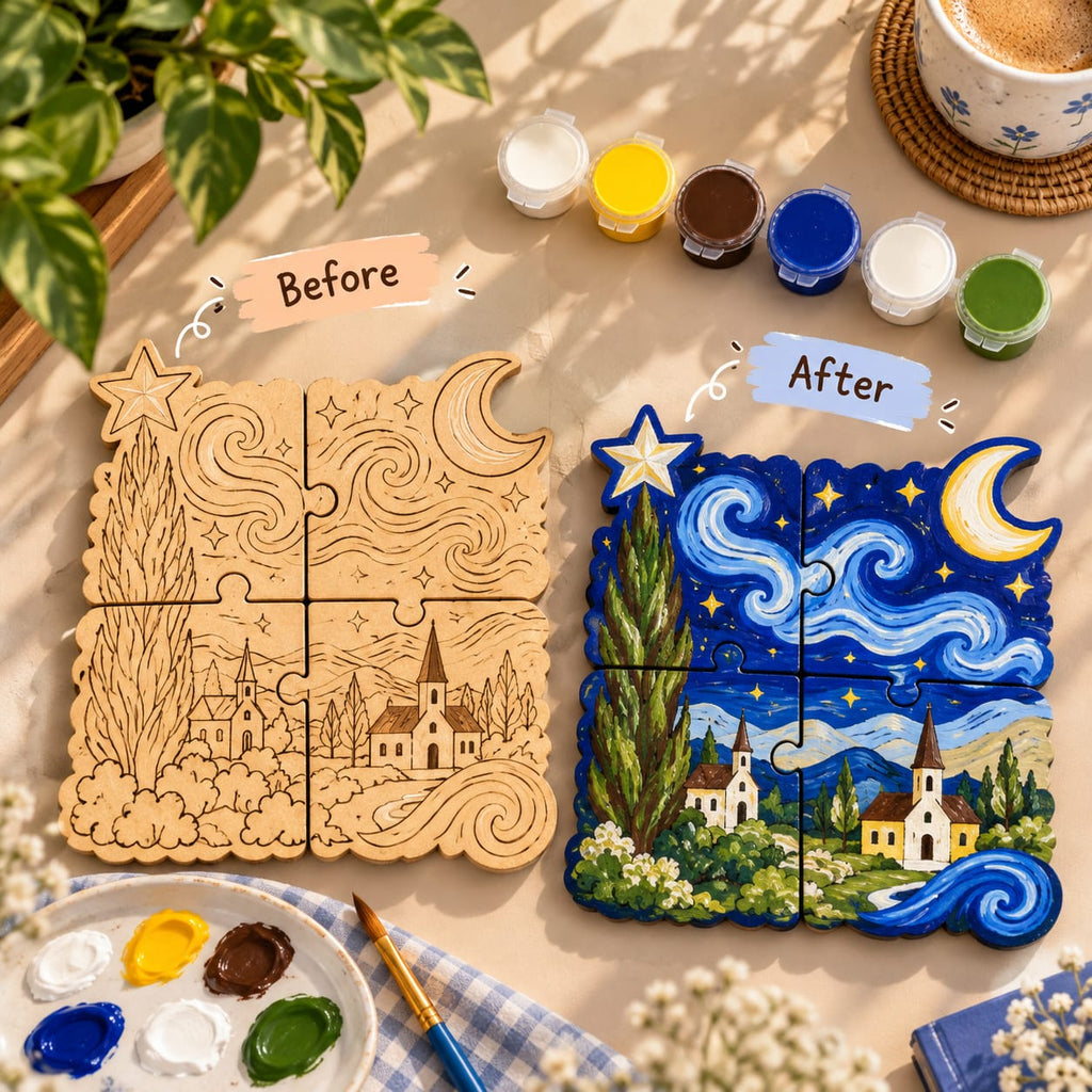 Starry Night DIY Puzzle Coaster Kit