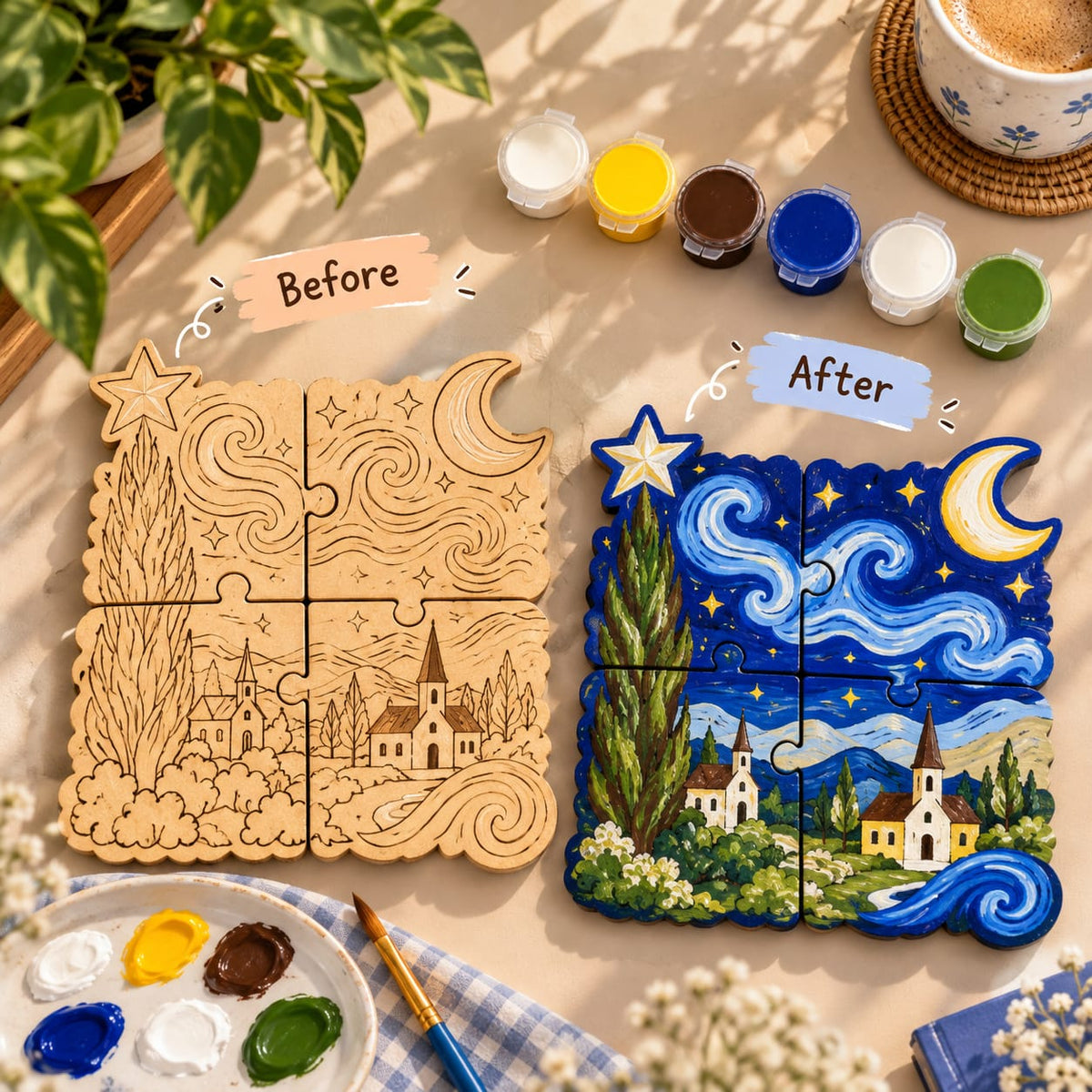Starry Night DIY Puzzle Coaster Kit