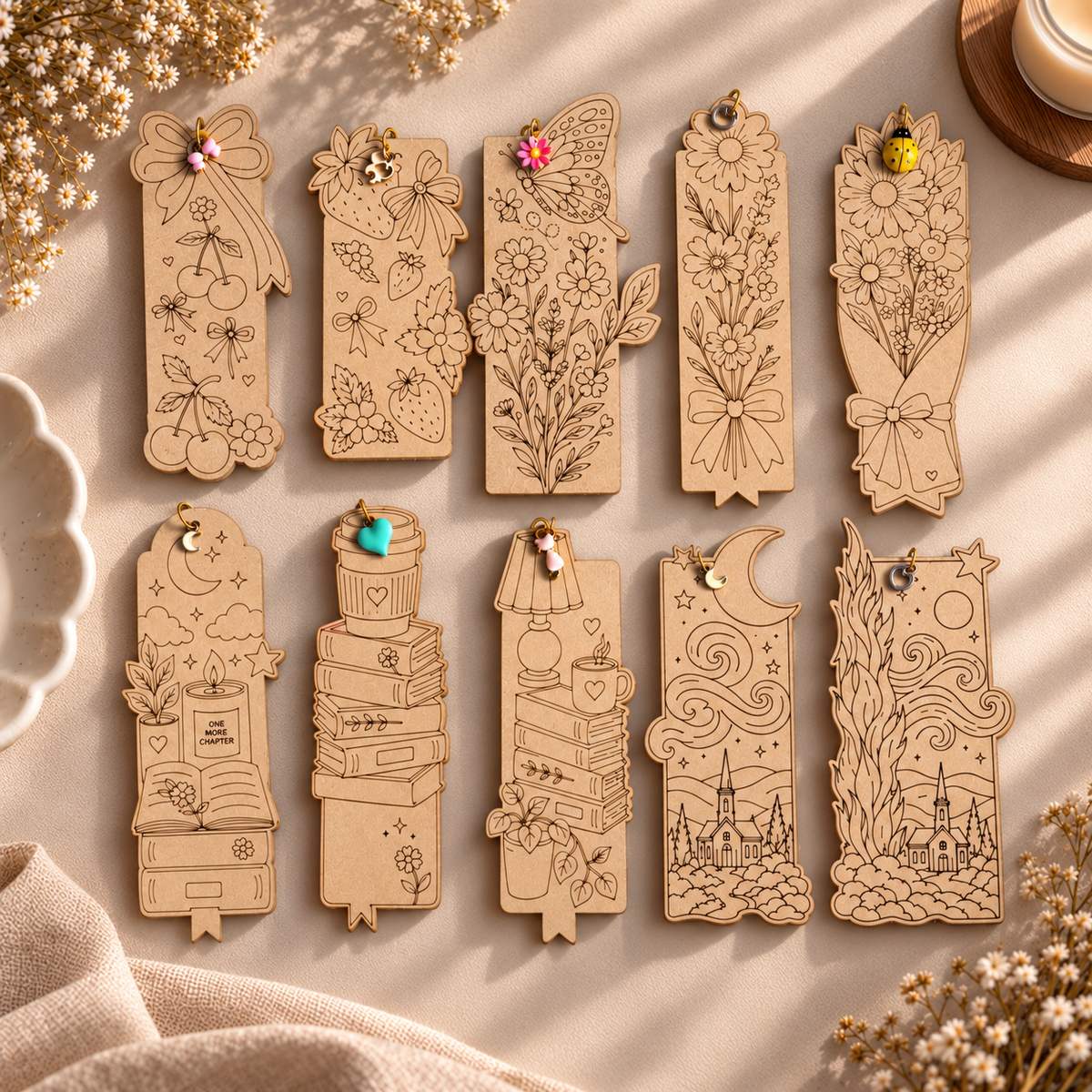 DIY Wooden Bookmark – Pre-Engraved Illustration