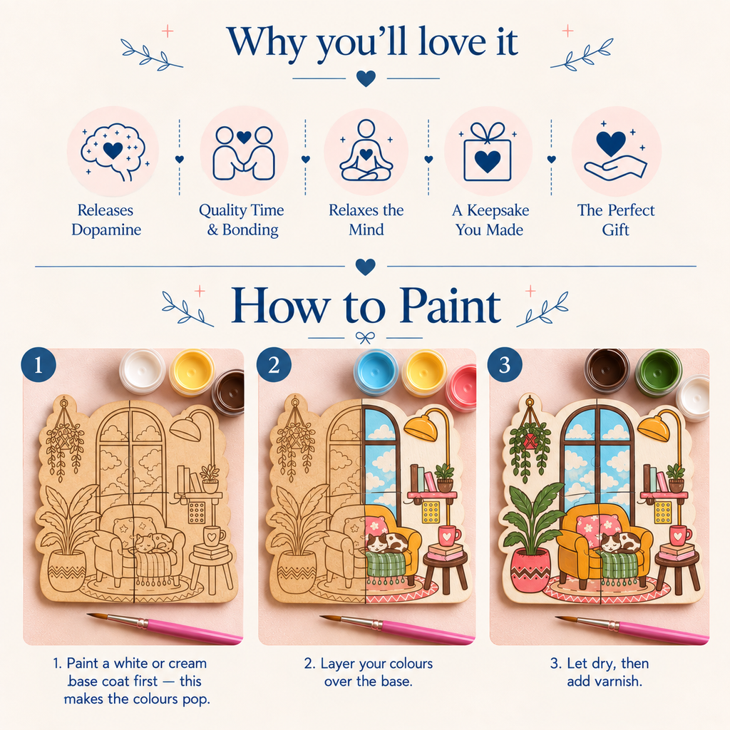 Cozy Corners- Sip & Paint- DIY Puzzle Coaster Kit