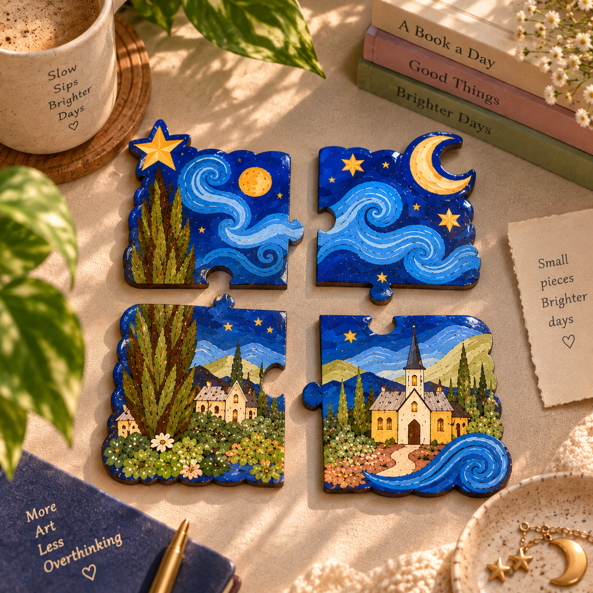 Starry Night DIY Puzzle Coaster Kit