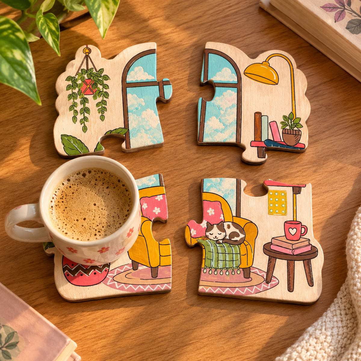 Cozy Corners- Sip & Paint- DIY Puzzle Coaster Kit