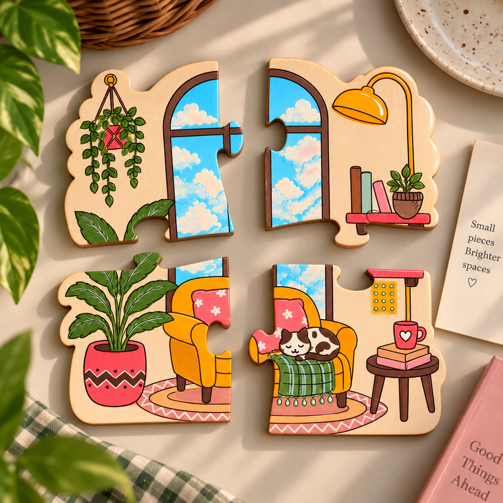 Cozy Corners- Sip & Paint- DIY Puzzle Coaster Kit